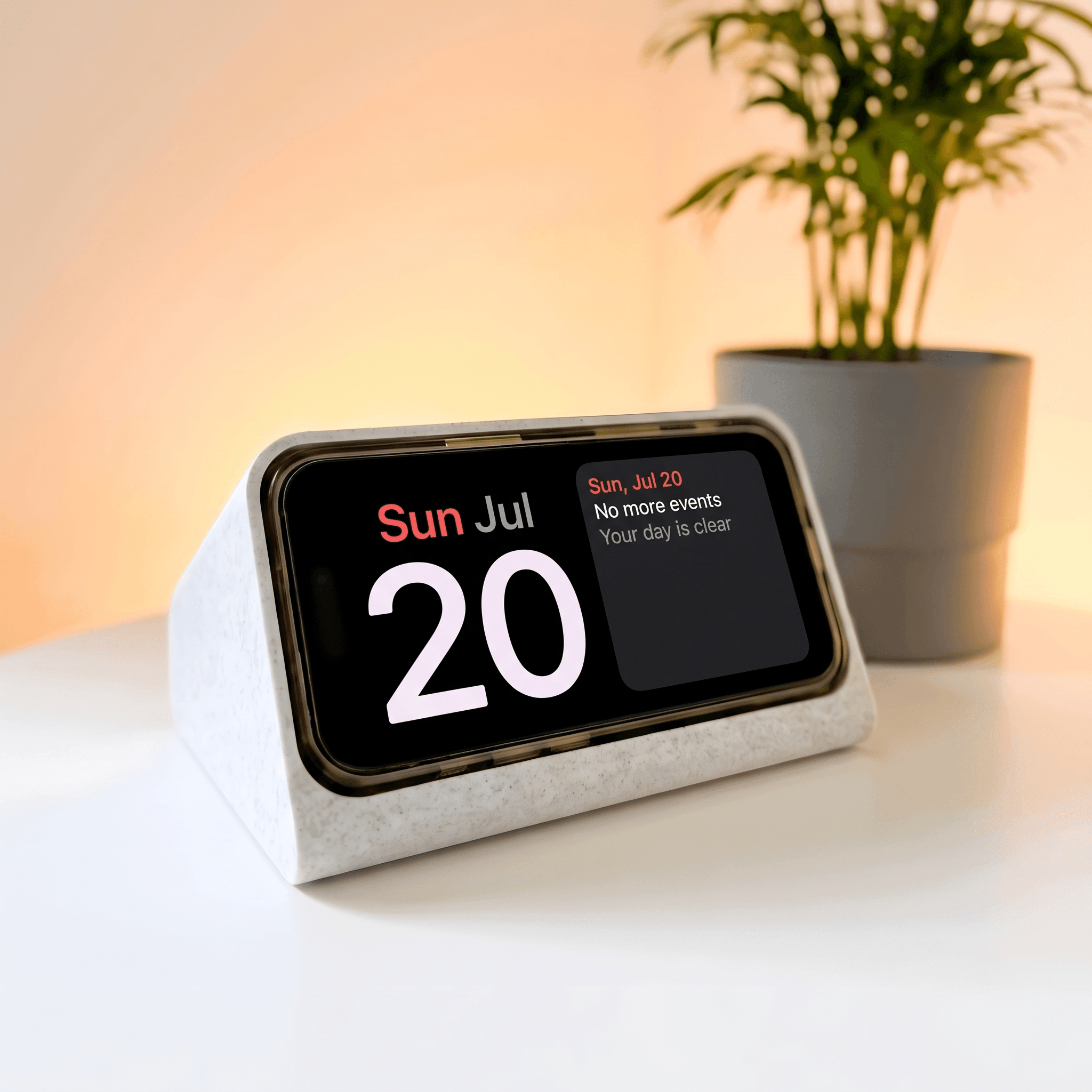 iphone attached in iphone clock dock on nightstand